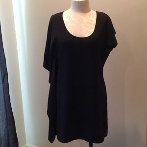Black asymmetrical sleeve dress